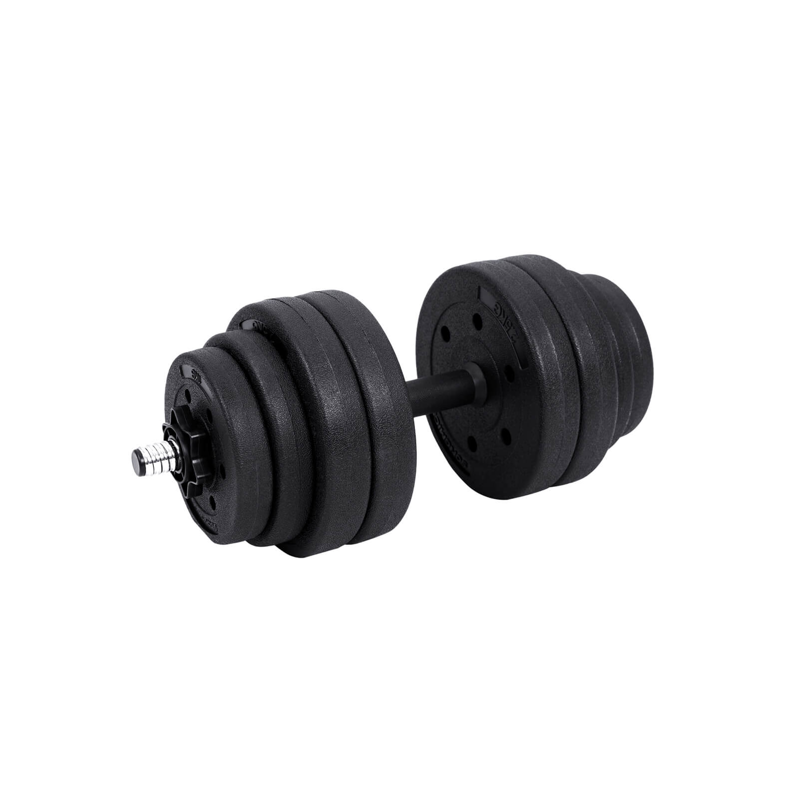 2-i-1-hantelset, 2 x 15 kg justerbara hantlar med extra skivstång, plastbelagda viktskivor, fitness, hemmagym, svart SYL30HBK - Image 2