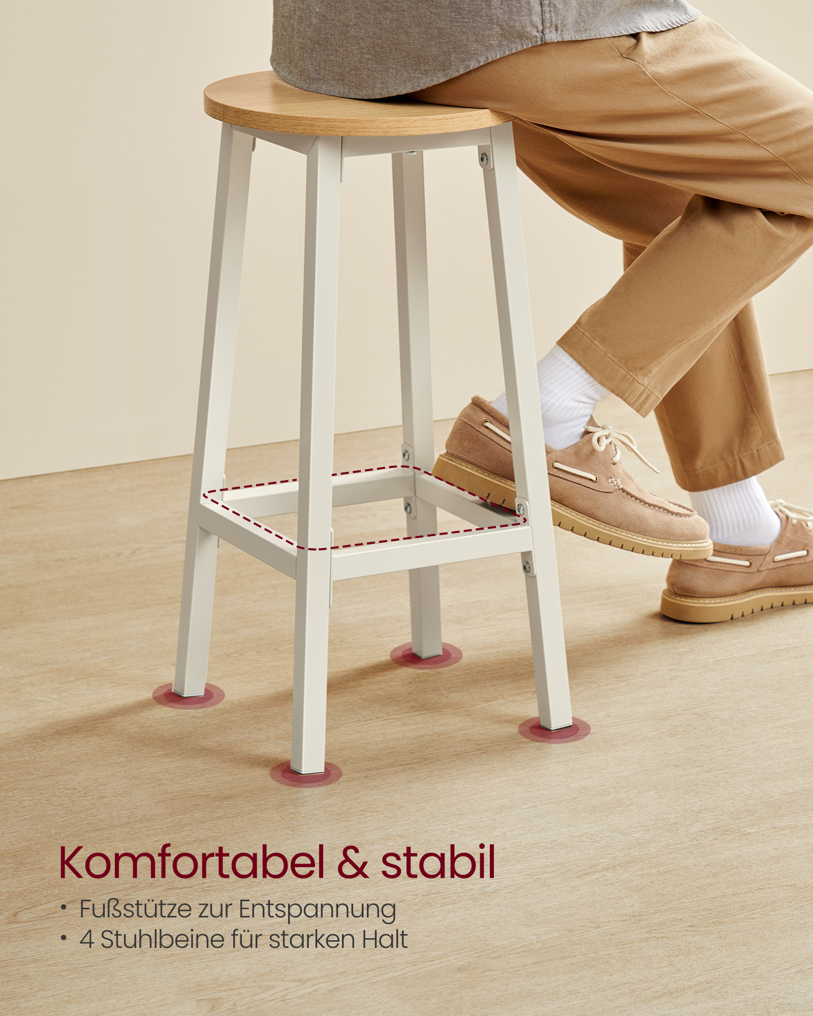 Bar stool set of 2 ebony-black-oak-beige-white - Image 3