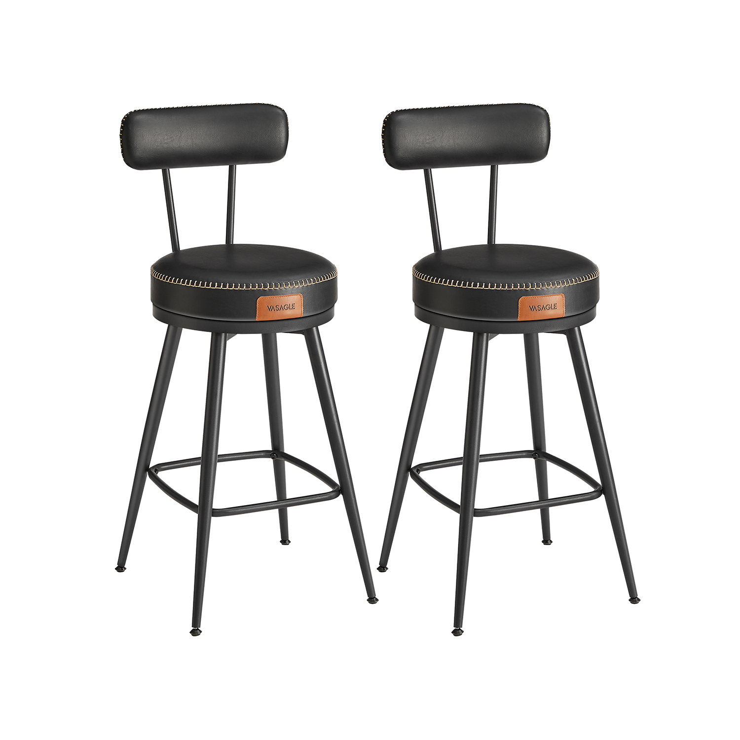 Barstol set om 2, EKHO Collection, 54x54 cm, svart läderimitation
