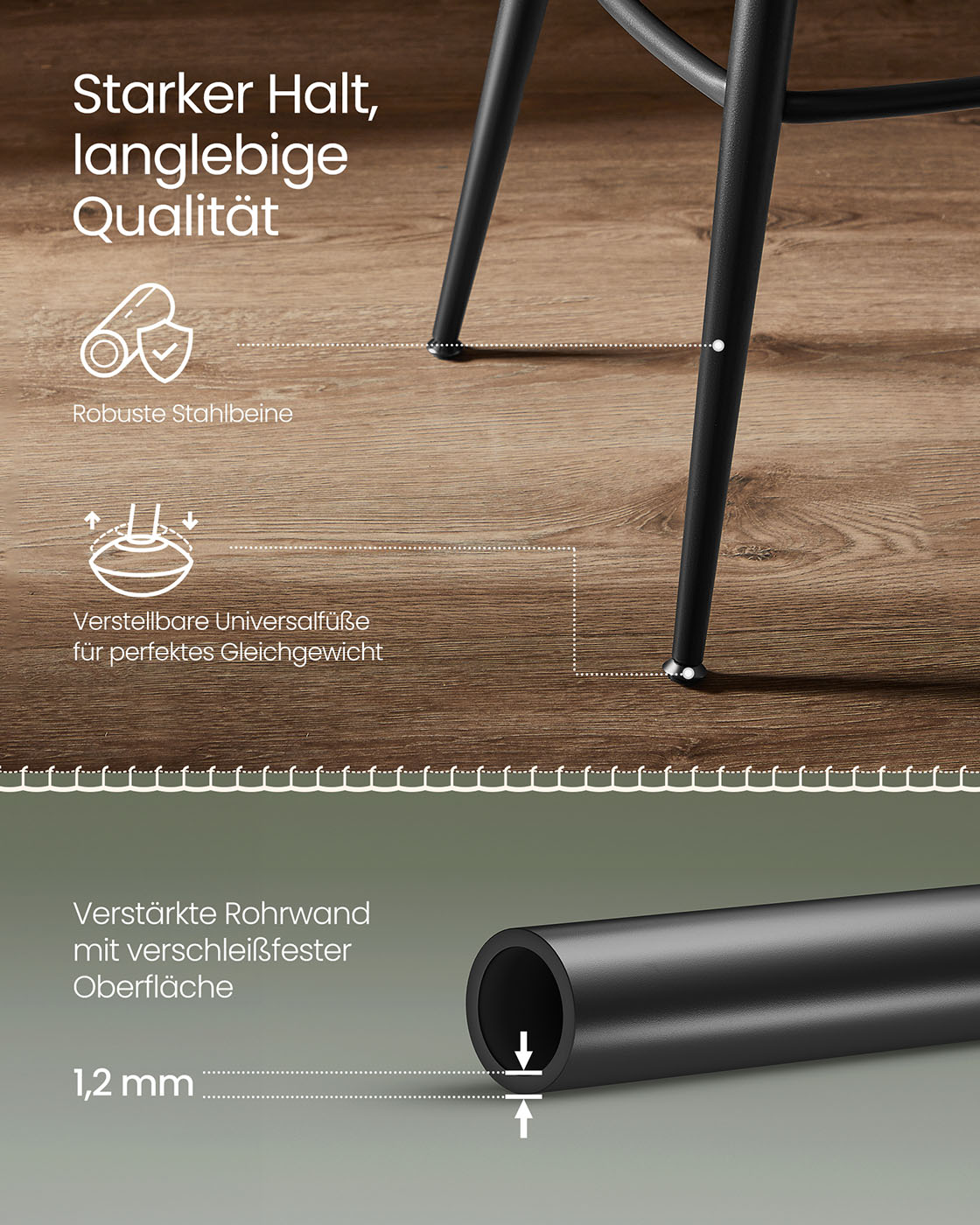 EKHO Collection - Spisestuestoler krakker, polstrede kjøkkenkrakker, forfengelighetskrakker, syntetisk skinn med sømmer, moderne fra midten av århundret, 19 tommer høye, enkel montering, Forest Green - Bilde 6