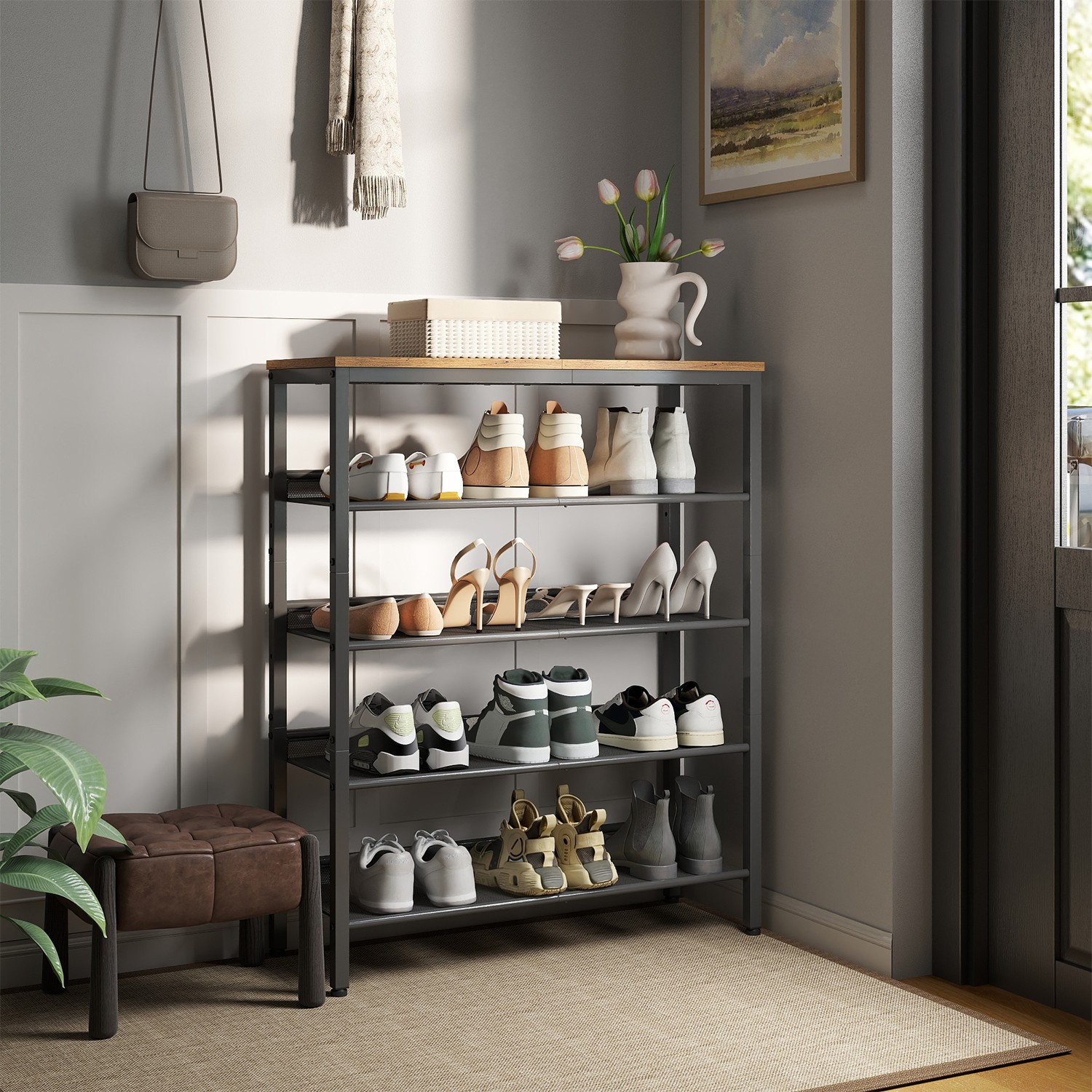 Shoe rack, shoe shelf, 5 levels