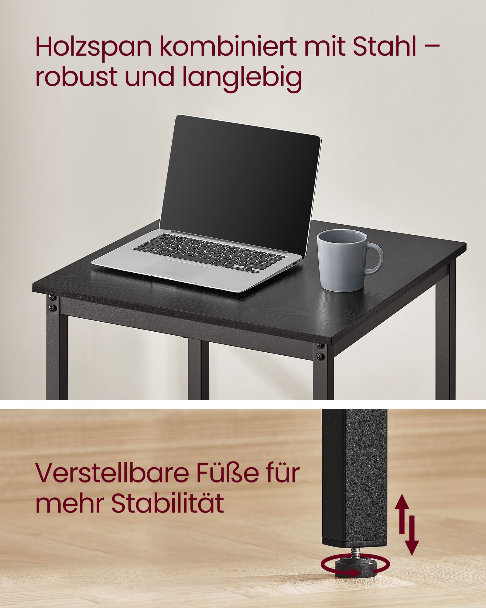 Barbord med stålstel 60 x 60 x 92 cm ibenholt sort-sort - Billede 5