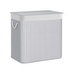 Laundry Hamper Basket with 3 Sections, Clip-on Lid and Handles, 150L Foldable, for Laundry Room, Bedroom, Bathroom, Grey LCB091G01