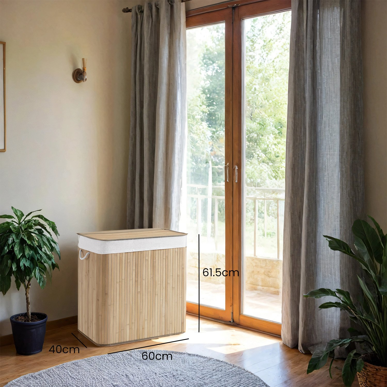 Laundry basket, laundry bin 150 L, 3 compartments - Image 2