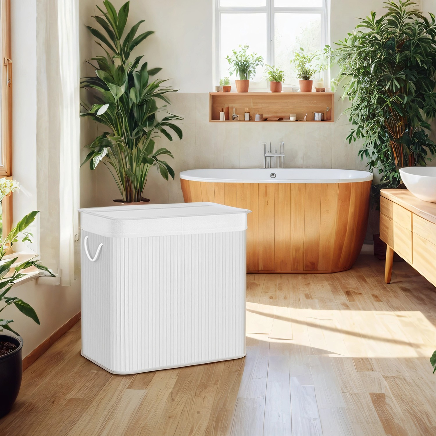 Laundry basket, laundry bin 150 L, 3 compartments