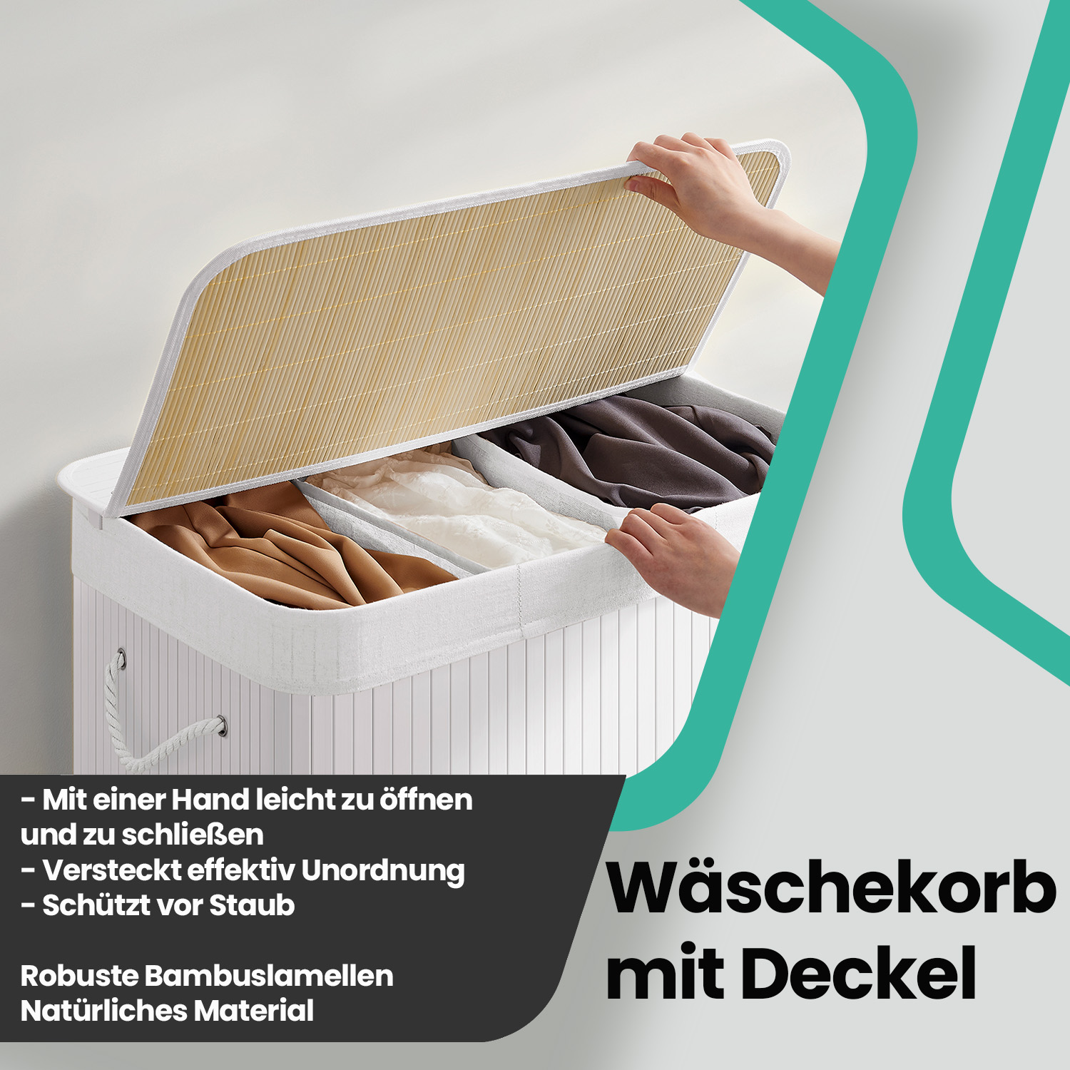 Laundry basket, laundry bin 150 L, 3 compartments - Image 3