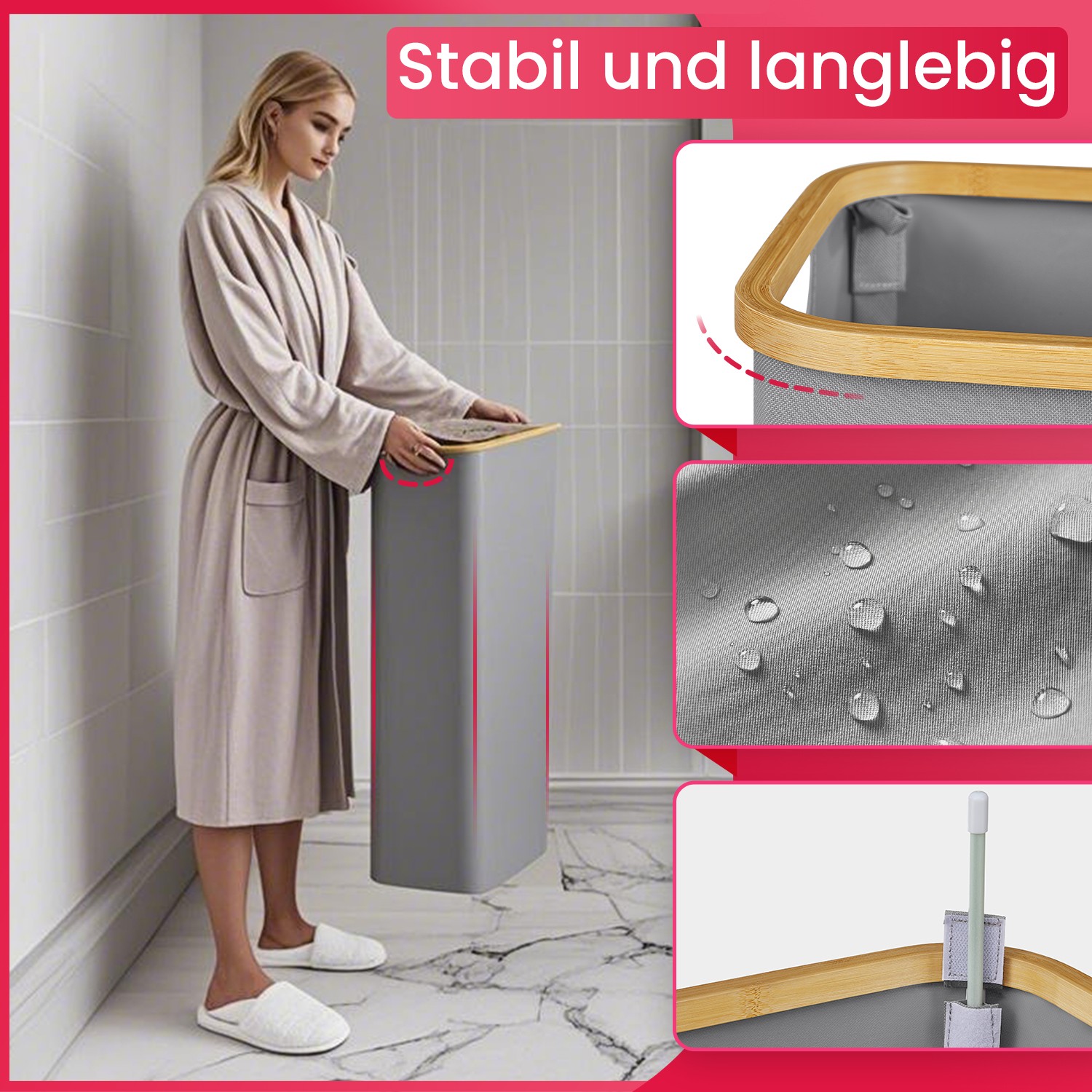 Laundry basket, laundry bin with lid, 65 L - Image 5