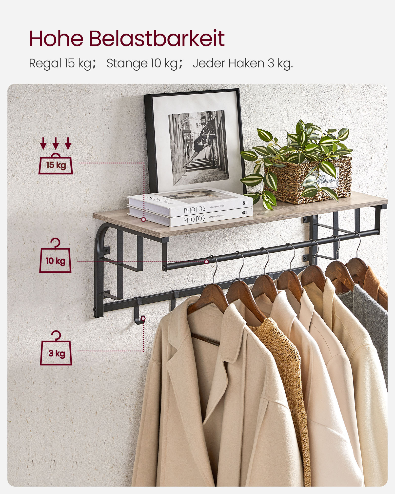 Väggklädhängare med 5 krokar - Bild 6
