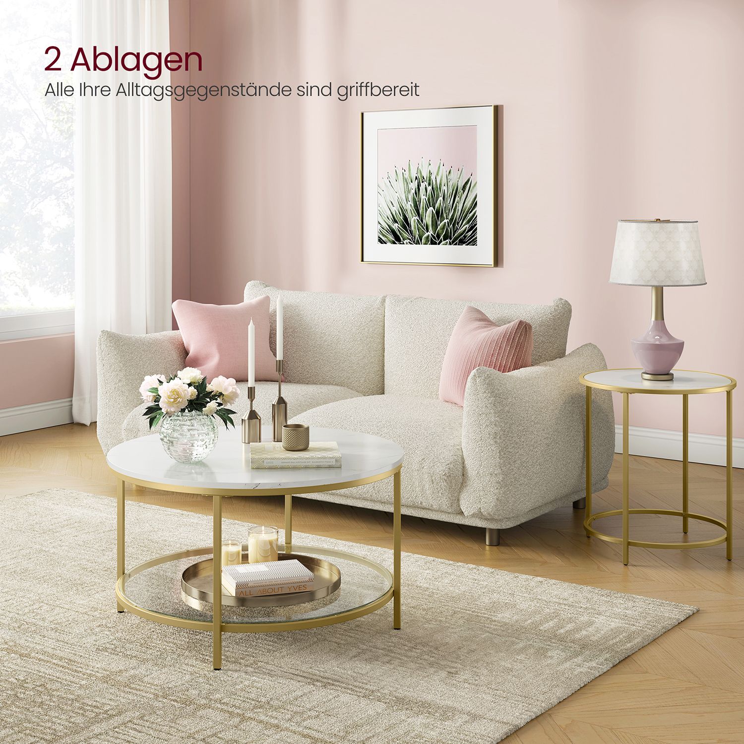 Sofabord med moderne glasplade - Billede 3