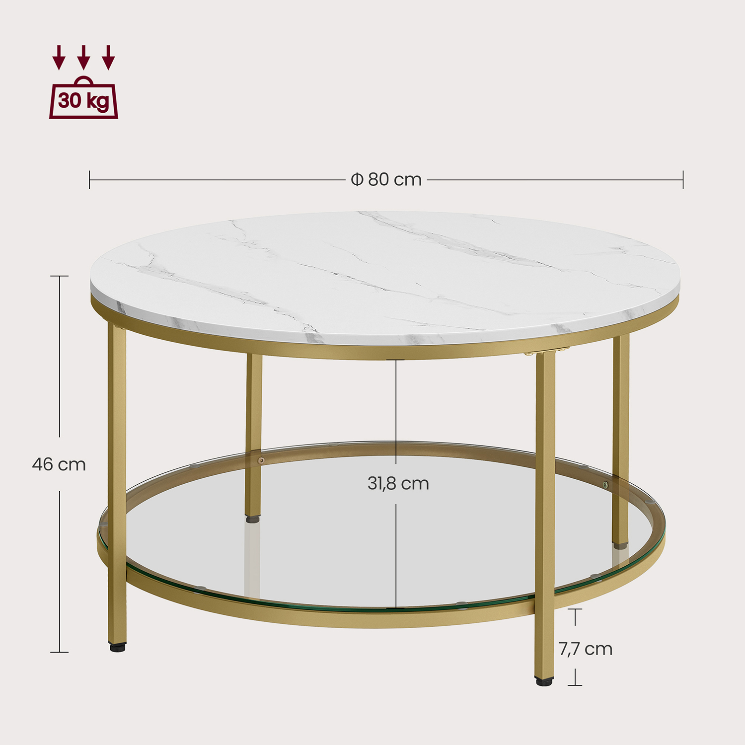 Sofabord med moderne glasplade - Billede 6