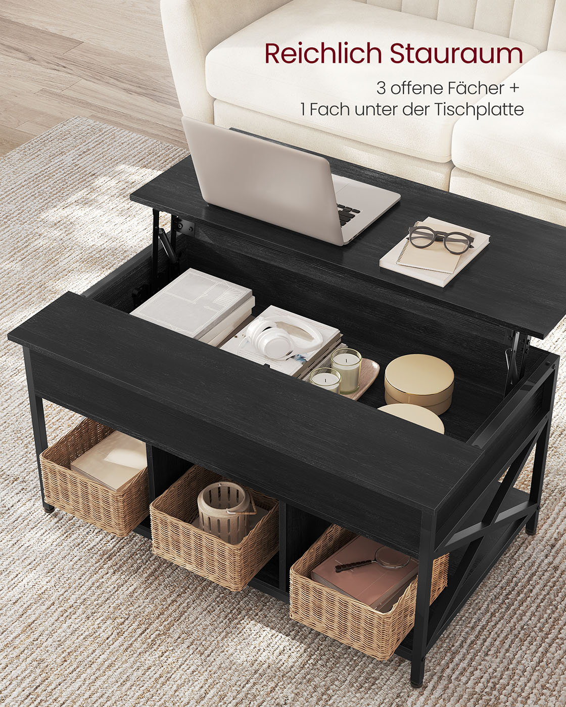 Height-adjustable coffee table anthracite grey-black - Image 4