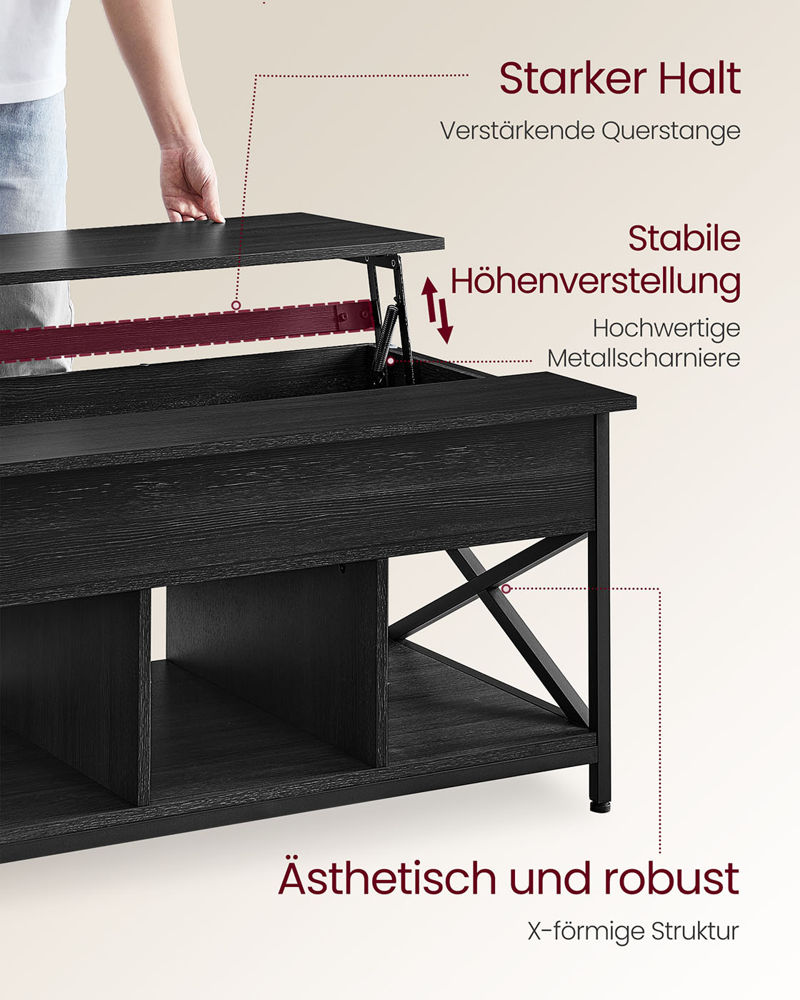 Height-adjustable coffee table anthracite grey-black - Image 5