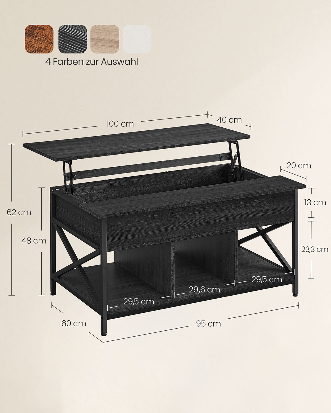 Height-adjustable coffee table anthracite grey-black - Image 6