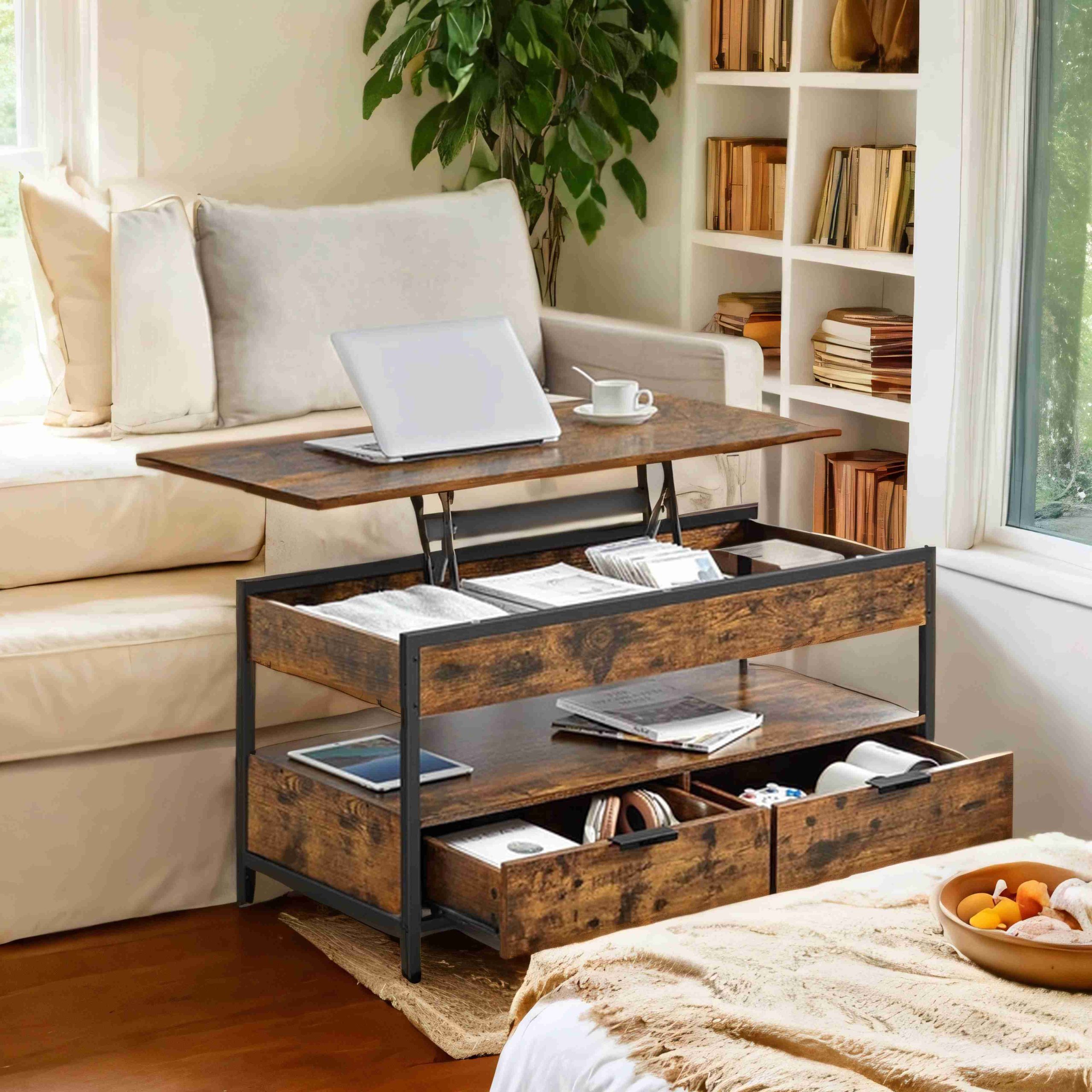Coffee table, living room table, height-adjustable table top - Image 3