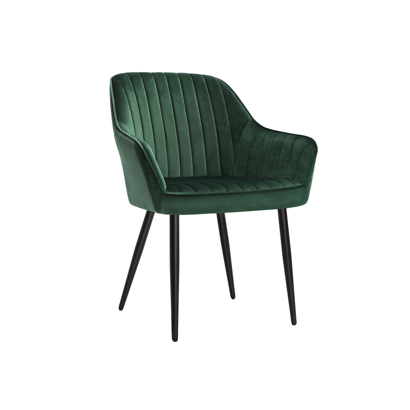 Spisestol, lenestol, polstret stol med armlener, metallben, fløyelstrekk, setebredde 49 cm, maks. 110 kg - for arbeidsrom, stue, soverom