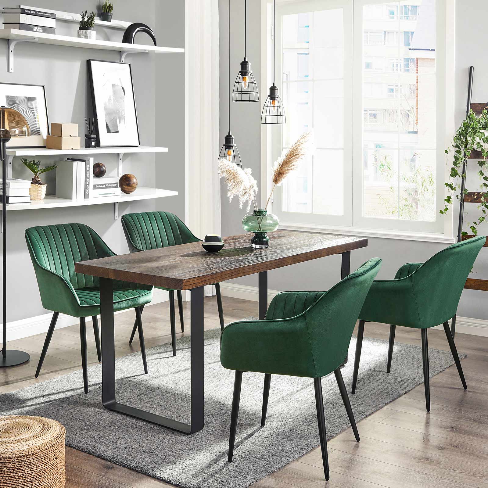 Spisestol, lenestol, polstret stol med armlener, metallben, fløyelstrekk, setebredde 49 cm, maks. 110 kg - for arbeidsrom, stue, soverom - Bilde 2