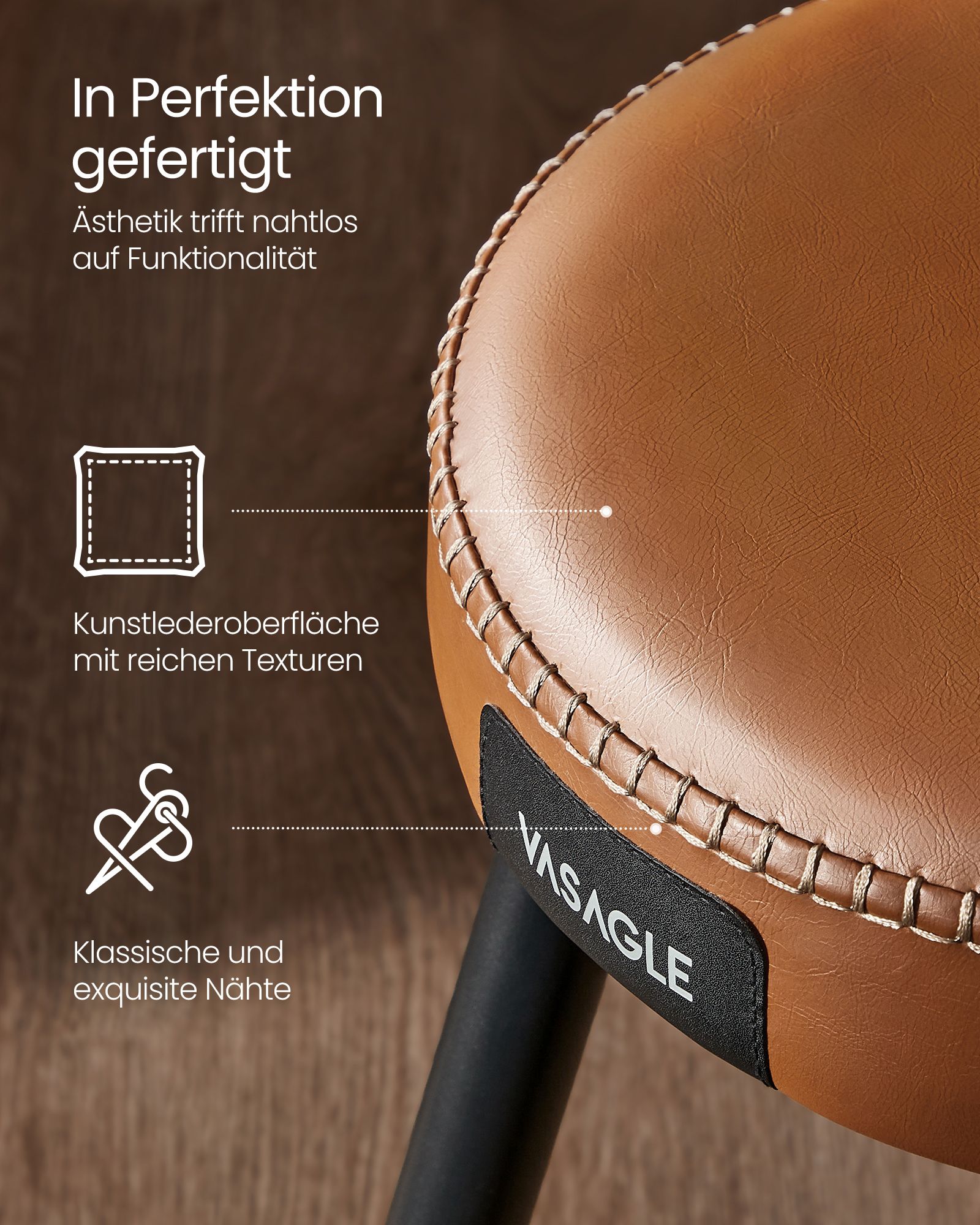 Set of 2 EKHO Collection - Dining chairs caramel brown - Image 4
