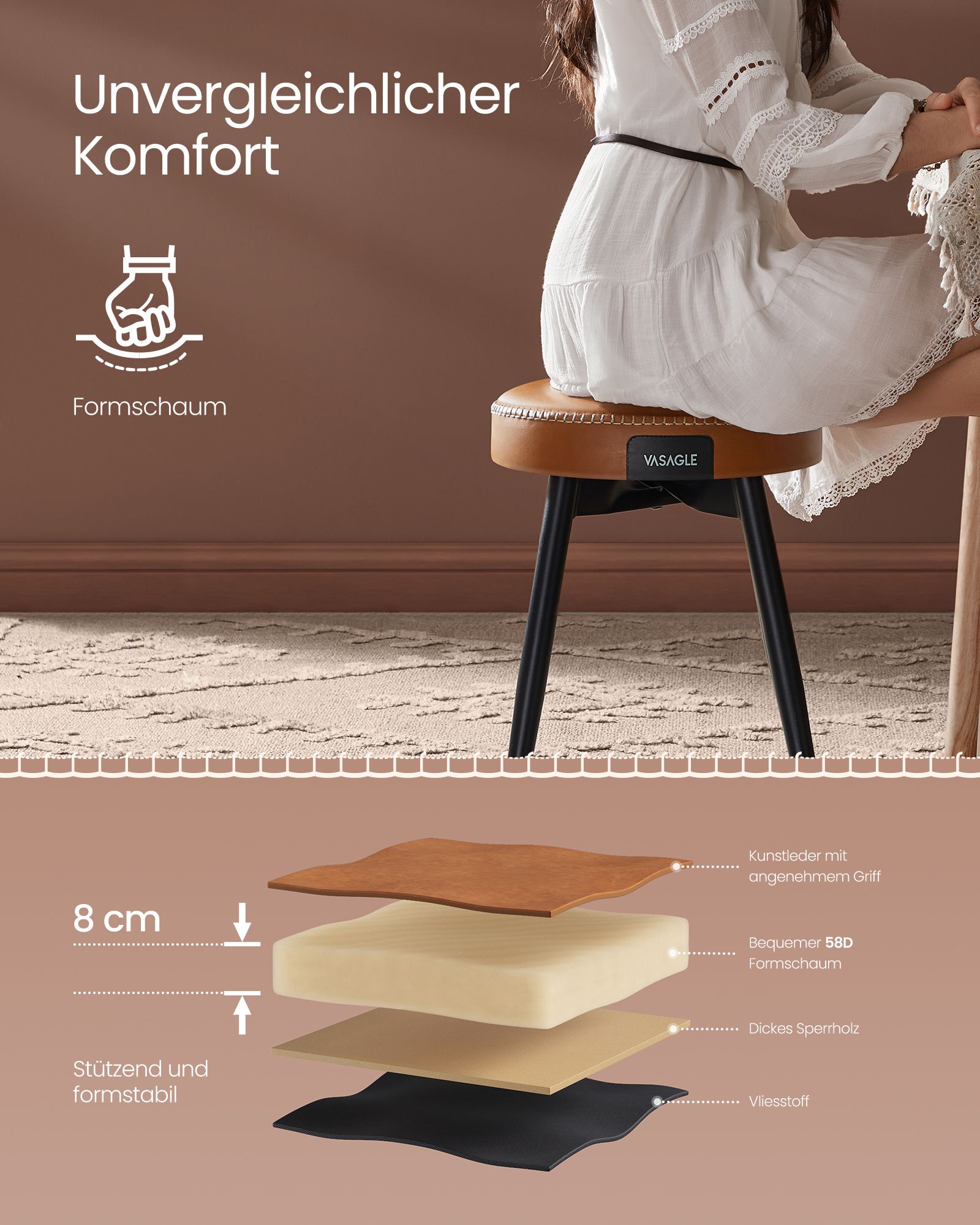 Set of 2 EKHO Collection - Dining chairs caramel brown - Image 6