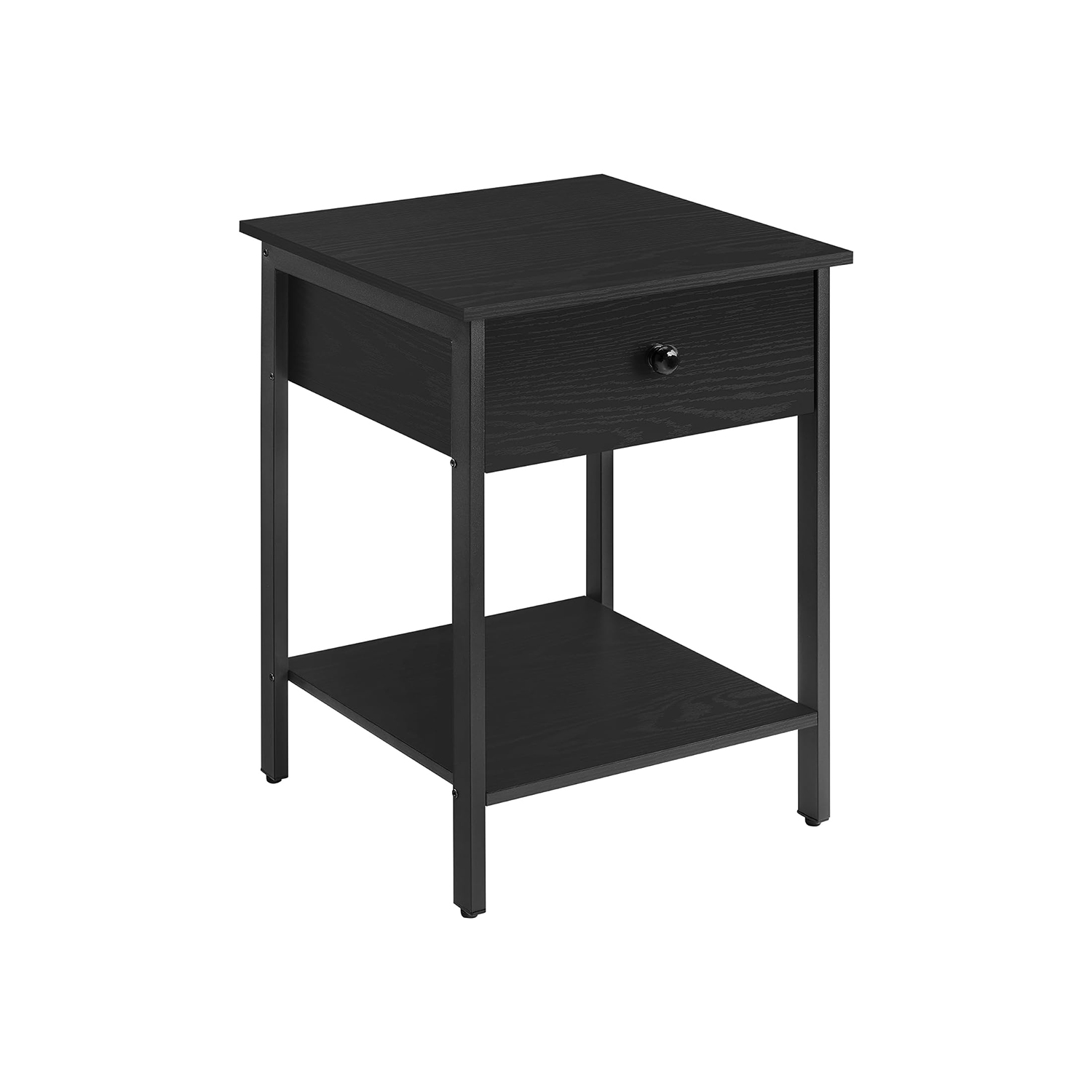 Side table with drawer and shelf ebony black