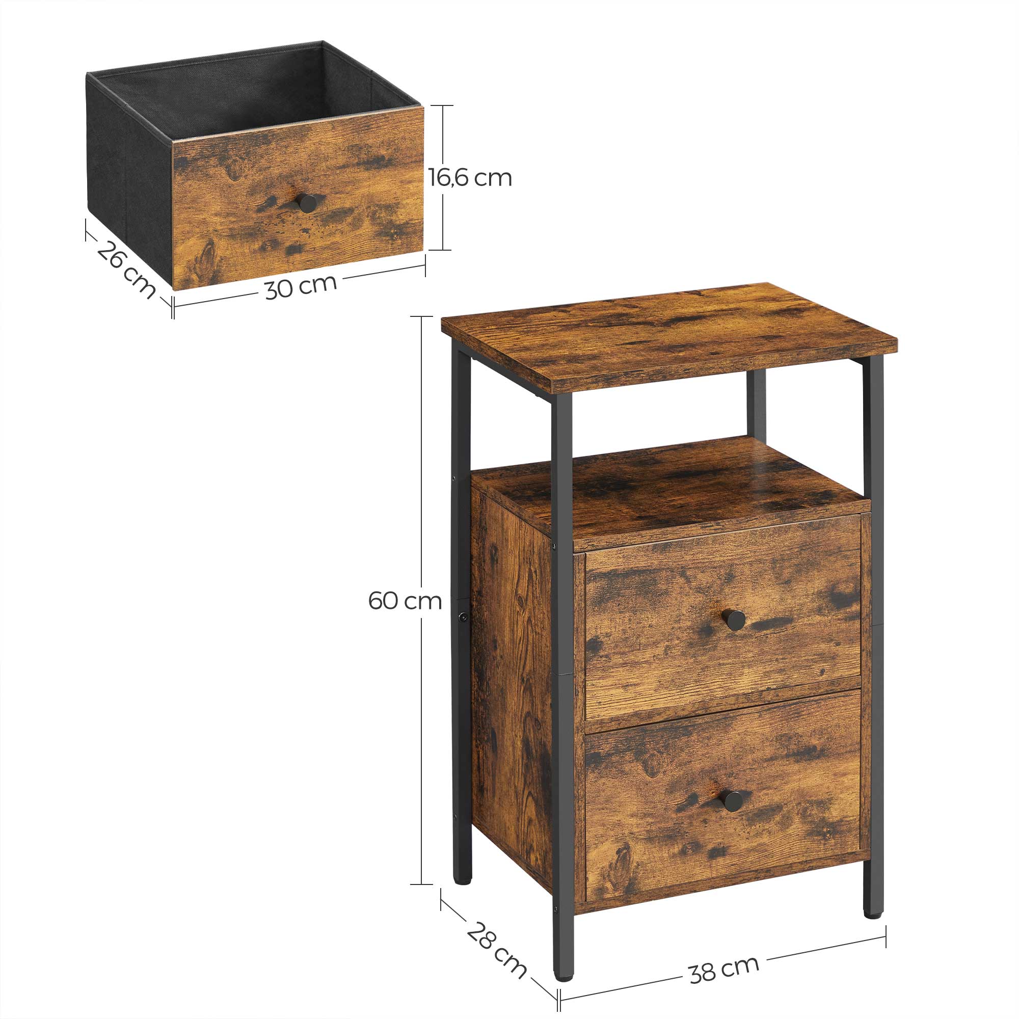 Bedside table, 38 x 28 x 60 LET521B01 - Image 6