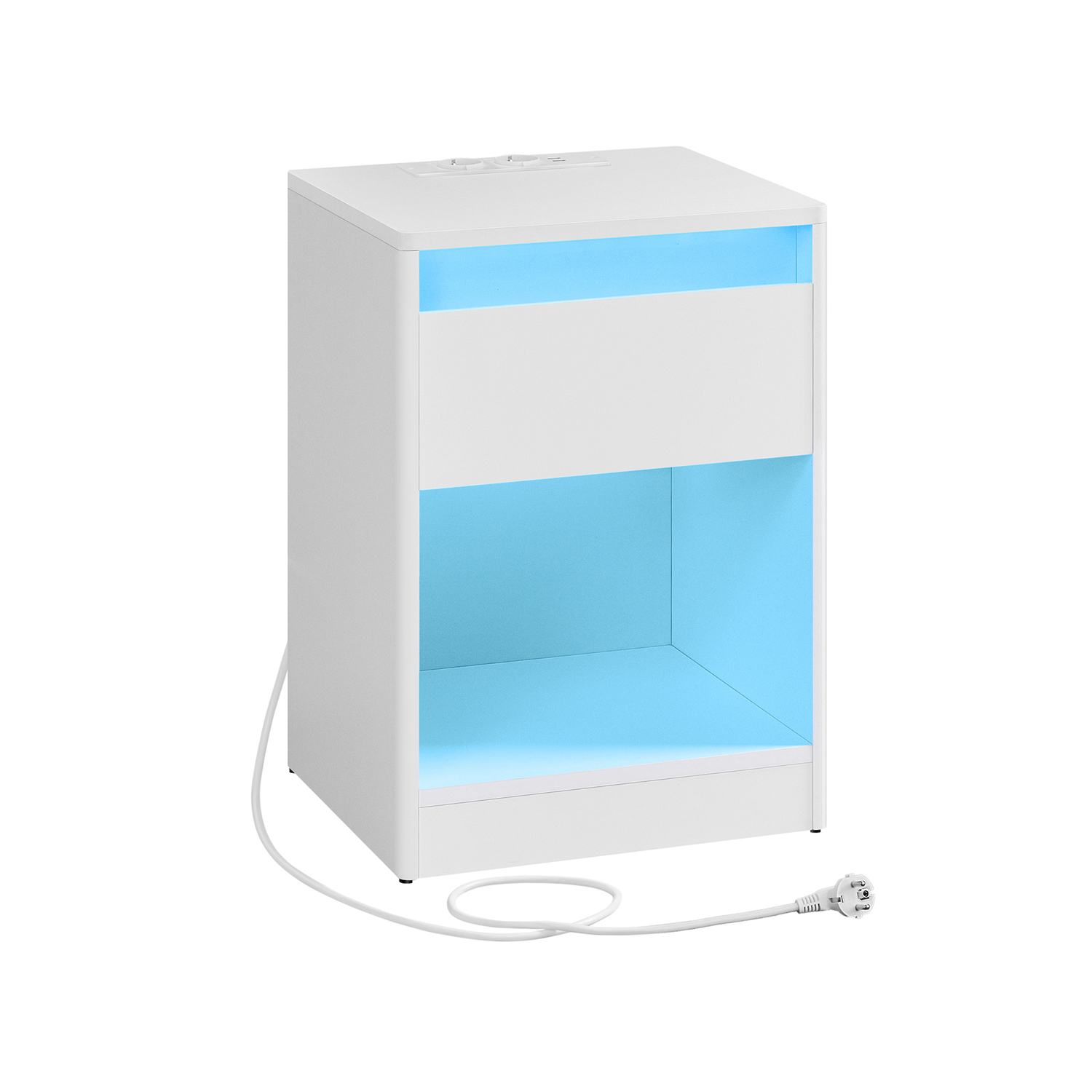 Bedside cabinet with LED lighting modern cloud white