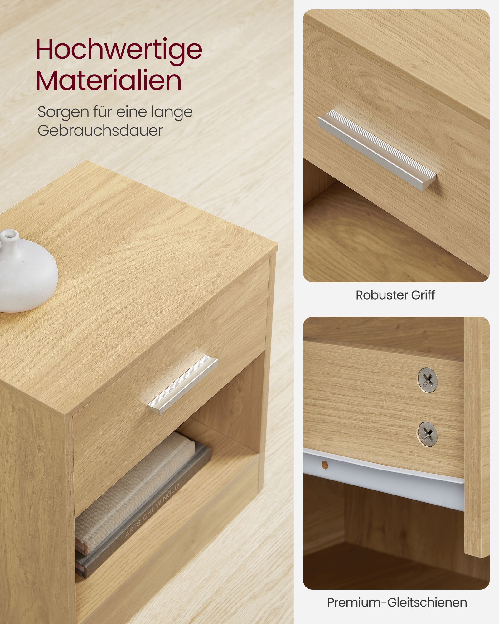 Side table with drawer open compartment straw yellow - Image 4