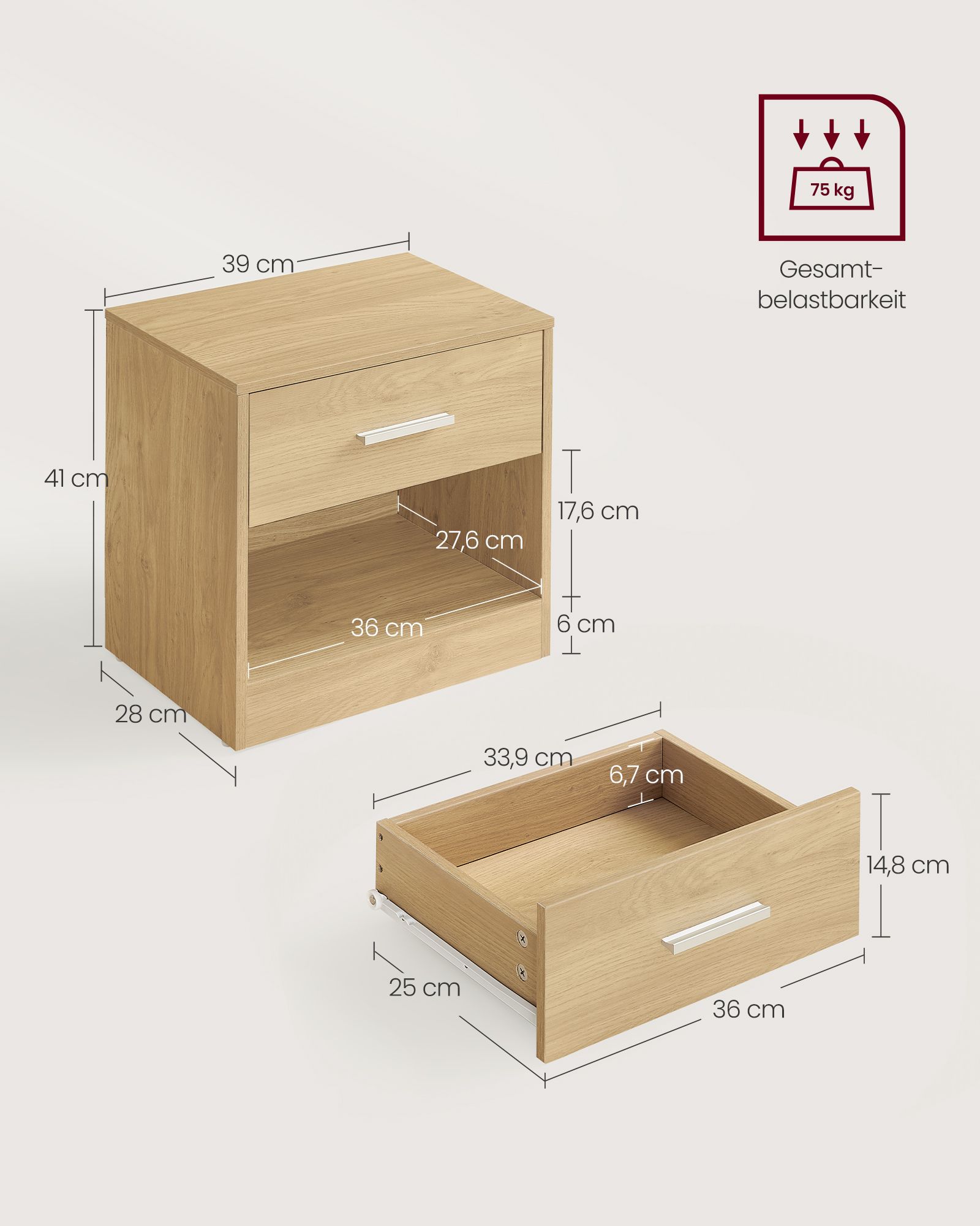 Side table with drawer open compartment straw yellow - Image 5