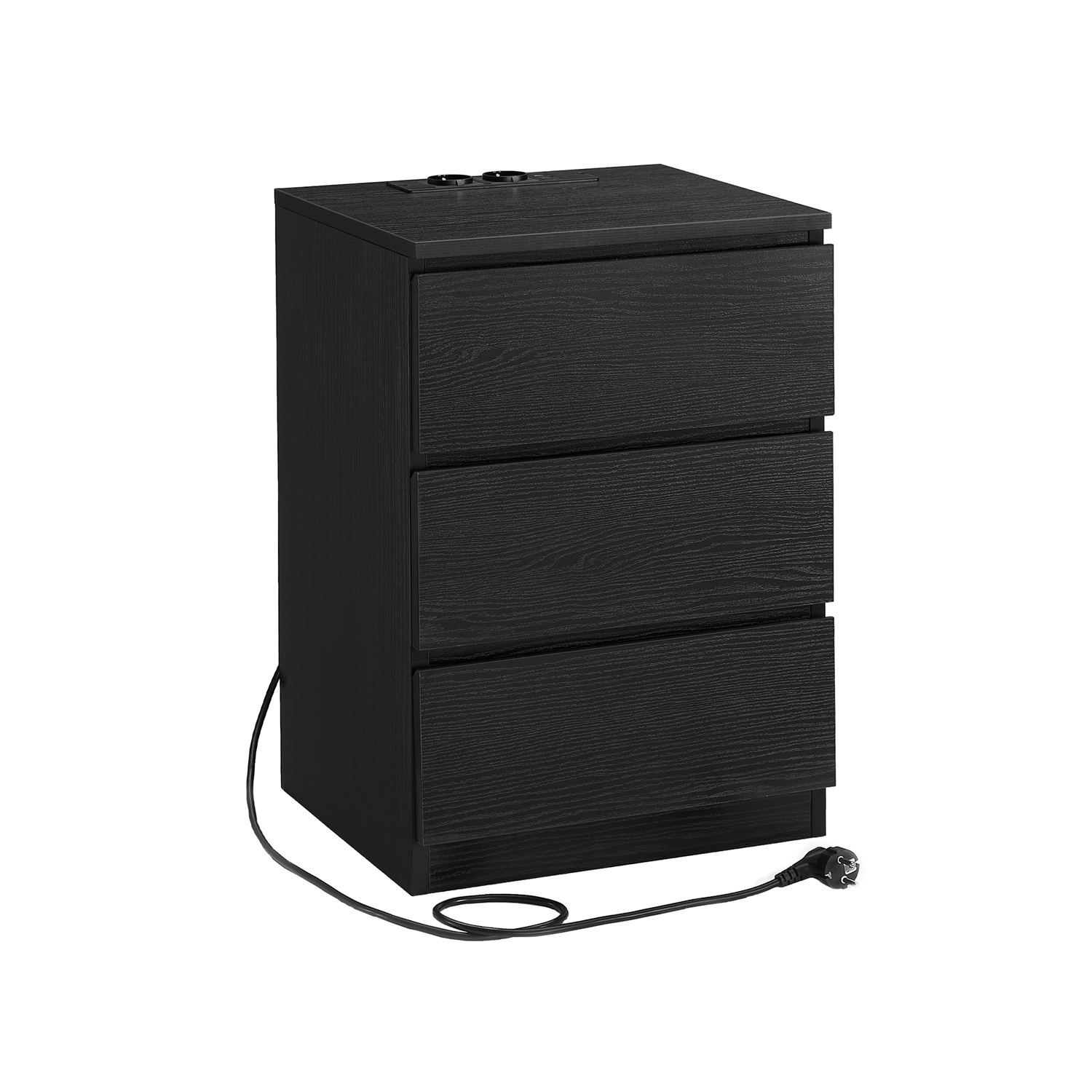 Side table 3 drawers modern ebony black