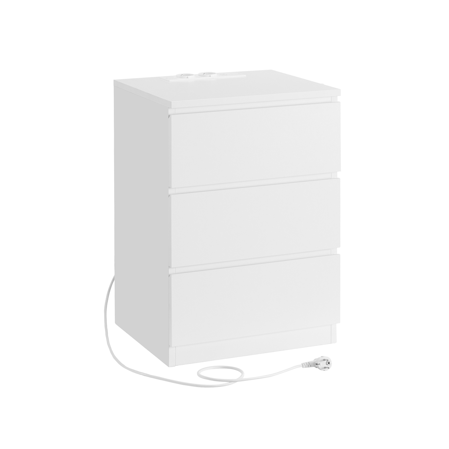 Side table 2 AC sockets bedroom cloud white