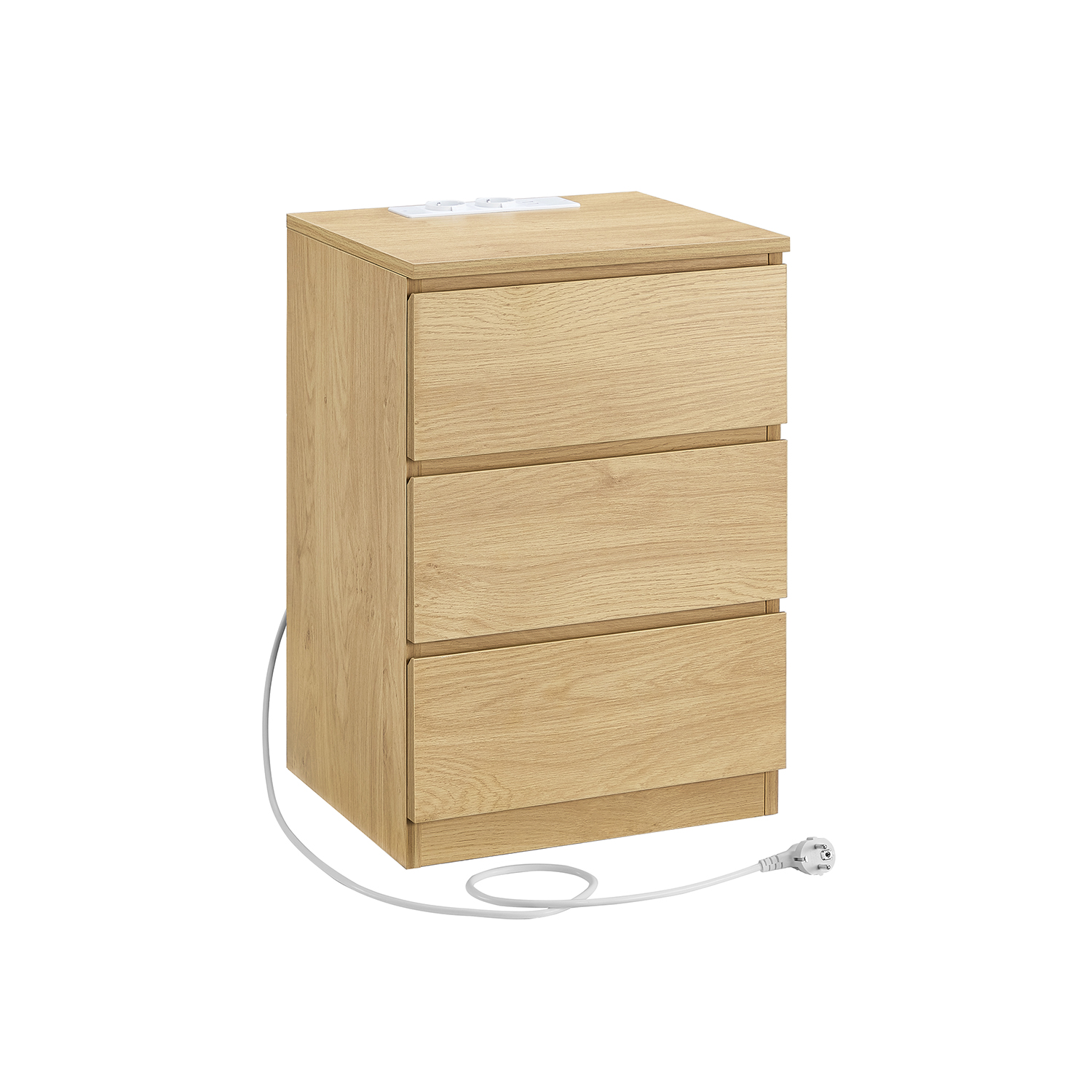Sengebord moderne med 3 skuffer strågul
