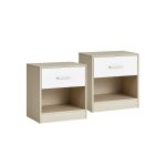 Bedside table set of 2 natural beige-natural beige-classic white