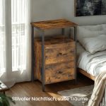 Bedside table, side table, with 2 drawers