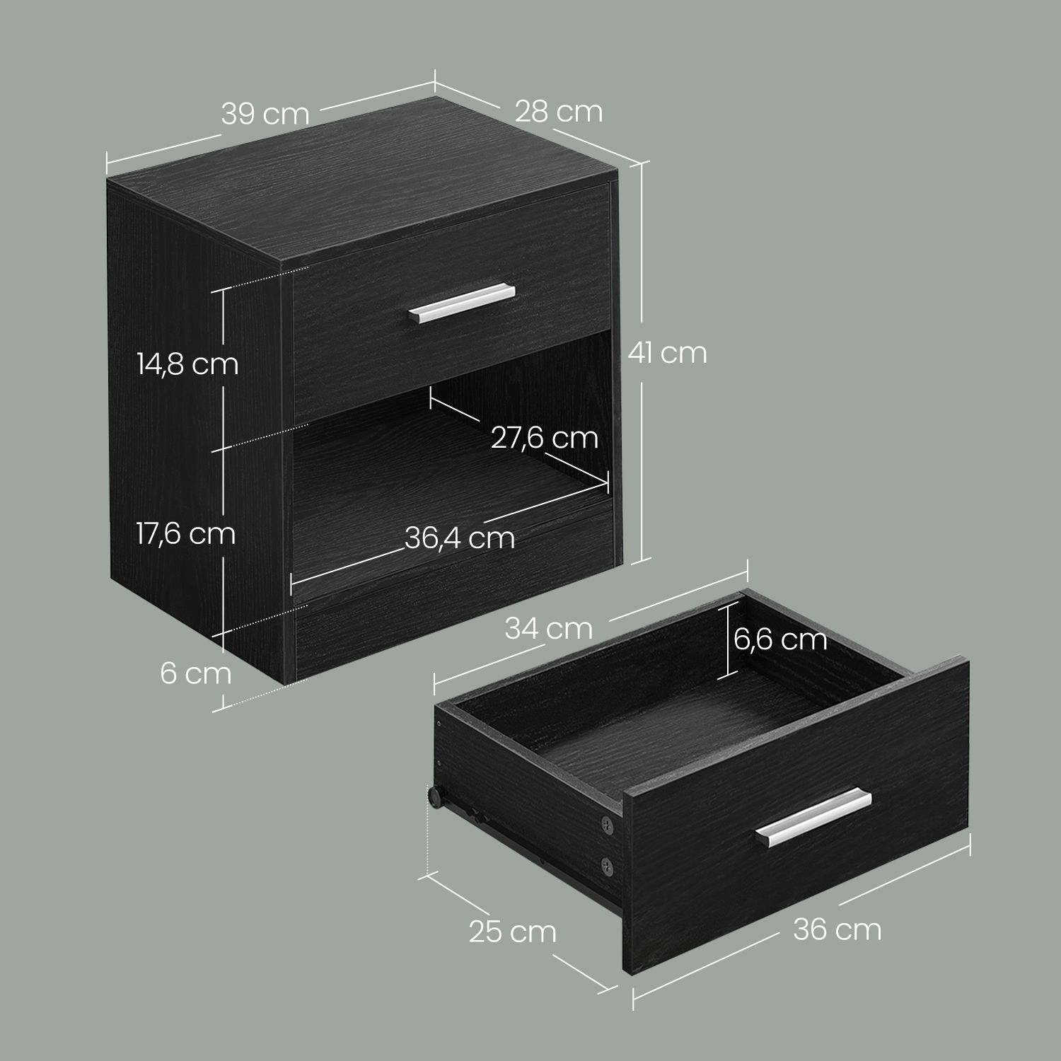 Bedside table, side table, with drawer - Image 5
