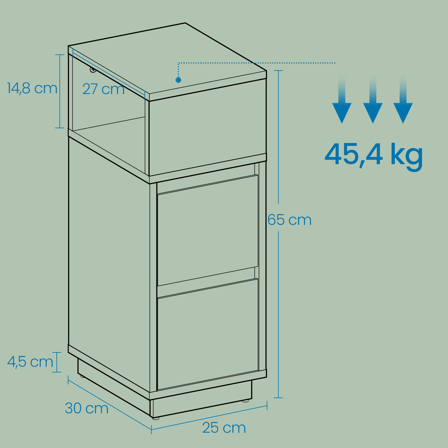 Bedside table, narrow, side table with 2 drawers - Image 4