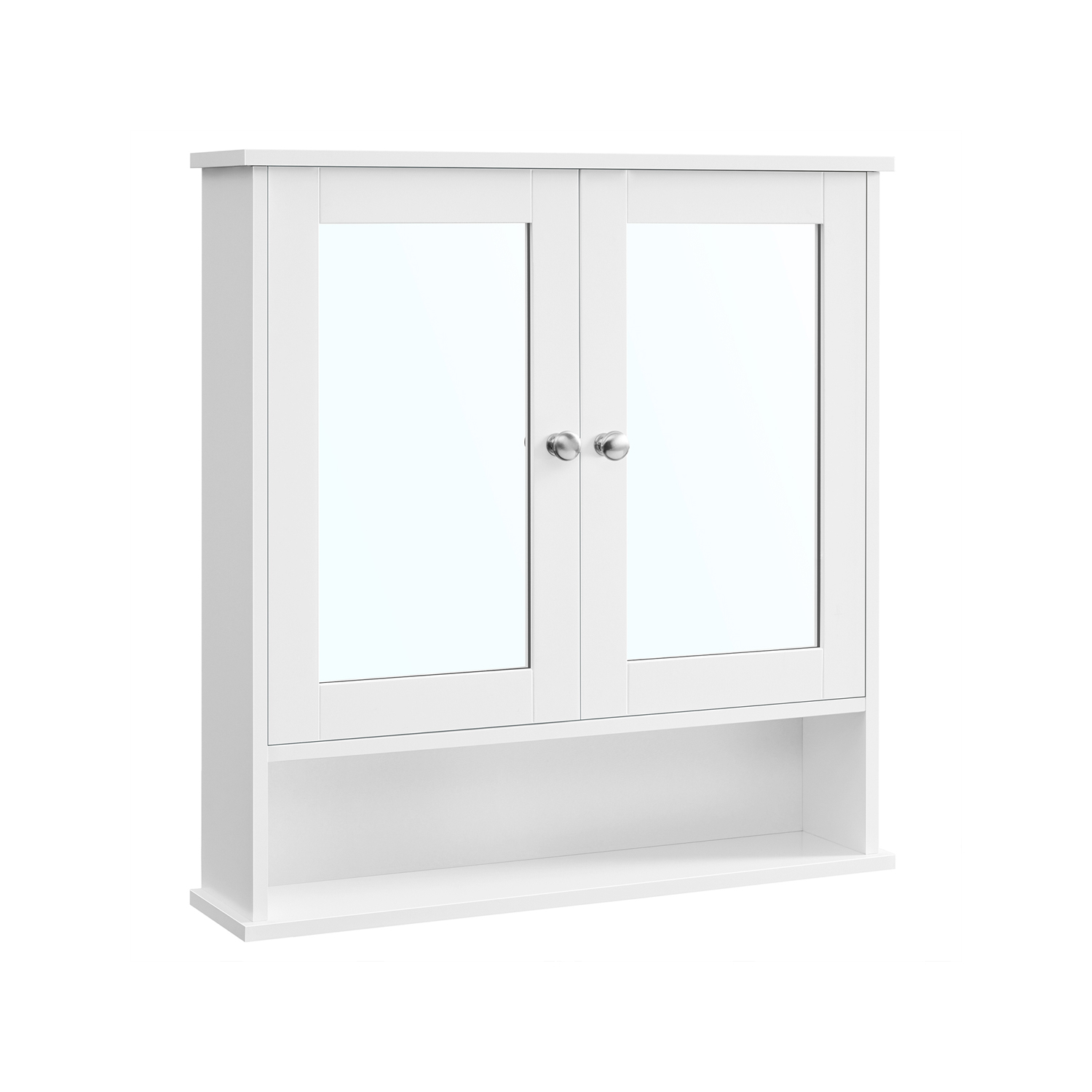 Mirror cabinet with open compartment wall-mounted white