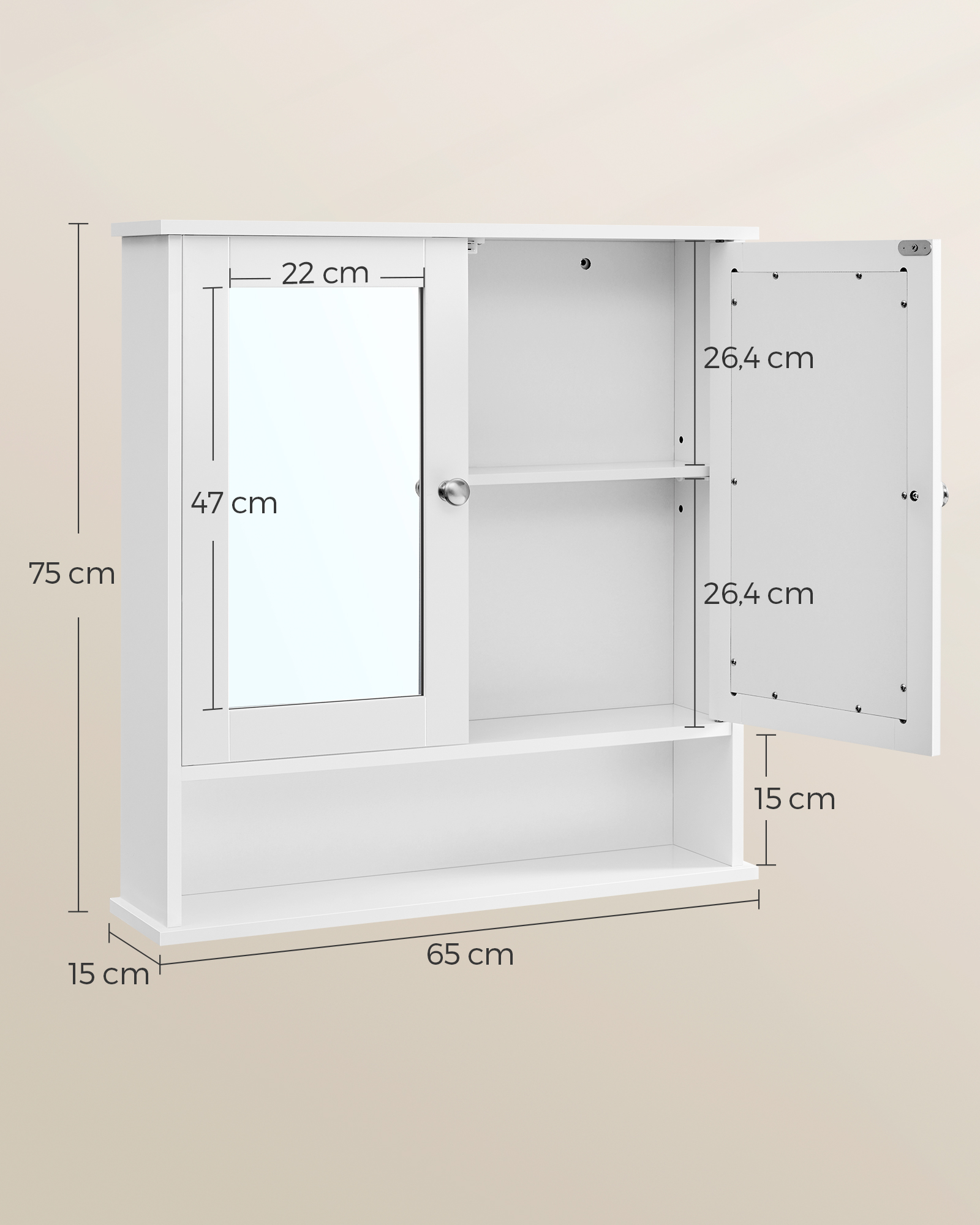 Mirror cabinet with open compartment wall-mounted white - Image 5
