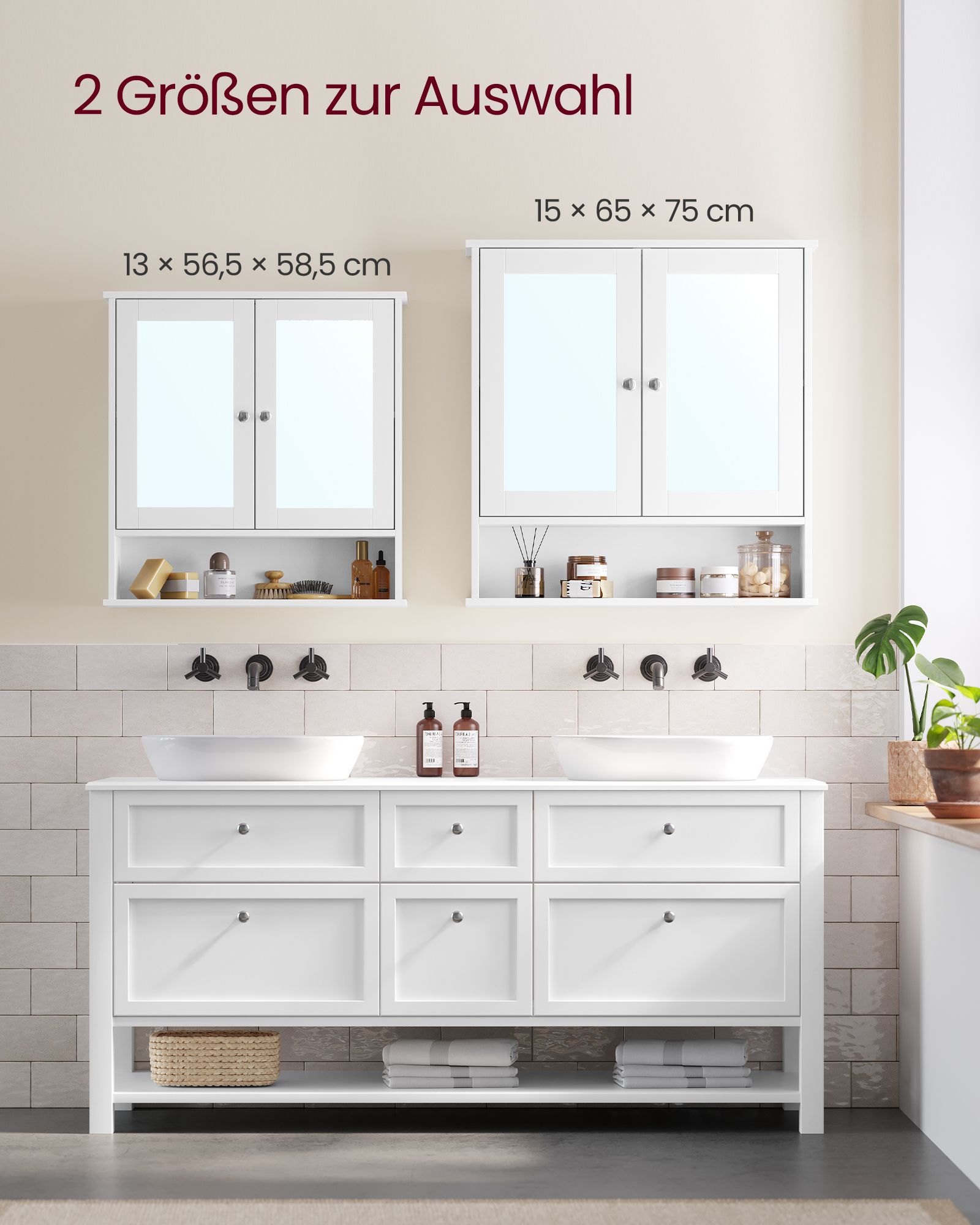 Mirror cabinet with open compartment wall-mounted white - Image 6