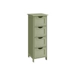 Bathroom cabinet, bathroom cabinet, cabinet with 4 drawers, 30 x 30 x 82 cm, for bathroom, living room, bedroom, kitchen, modern, lauriergroen LHC040C02