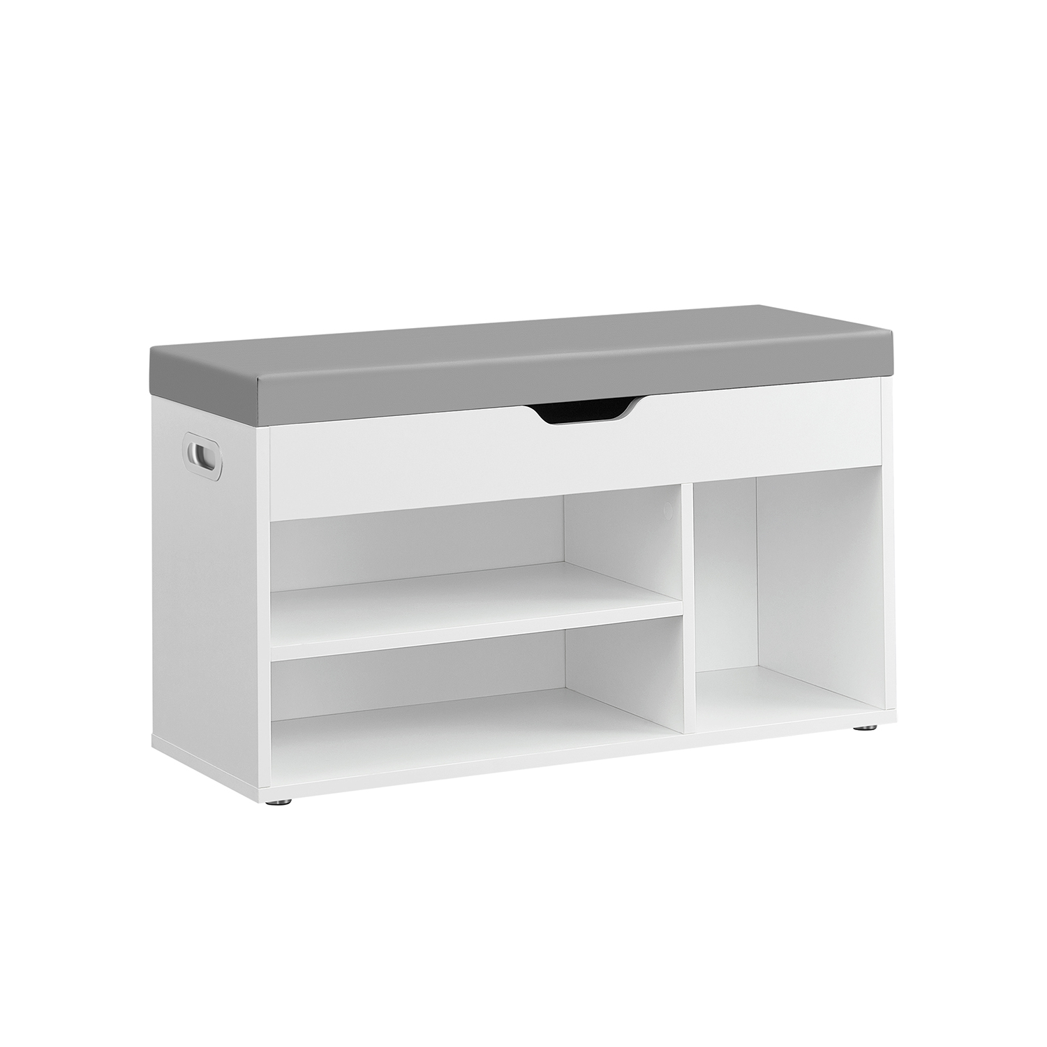 Shoe bench with 3 open compartments cloud white