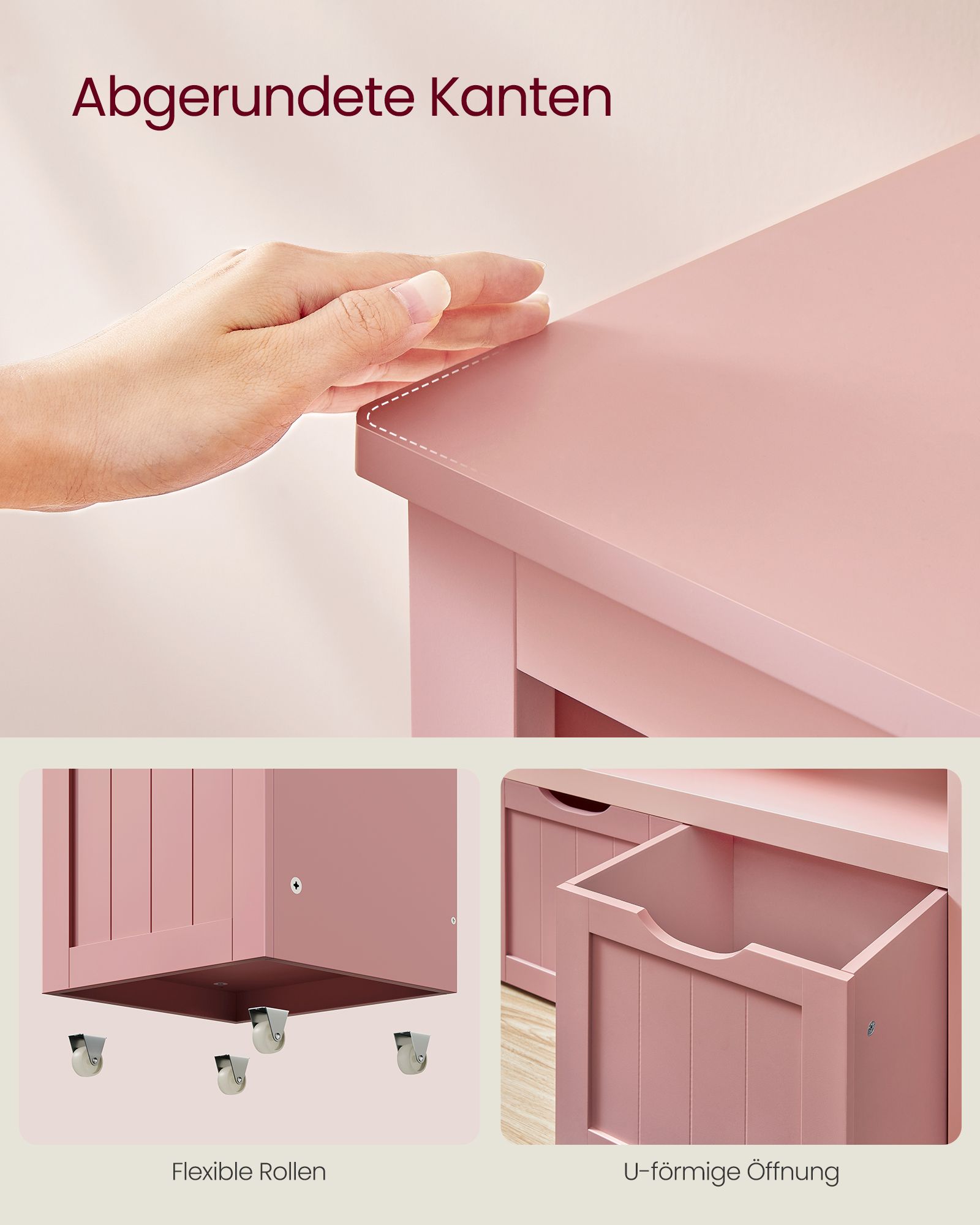 Toy Storage for Kids, Kids Storage Unit, Storage Cabinet with Wheels, 30 x 102 x 60 cm, Kids Bookcase, 3 Drawers, for Living Room, Children's Room, Playroom, Jelly Pink - Image 4