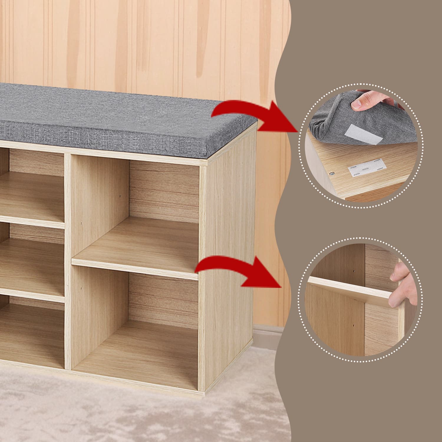 Shoe bench, shoe rack, bench seat - Image 4