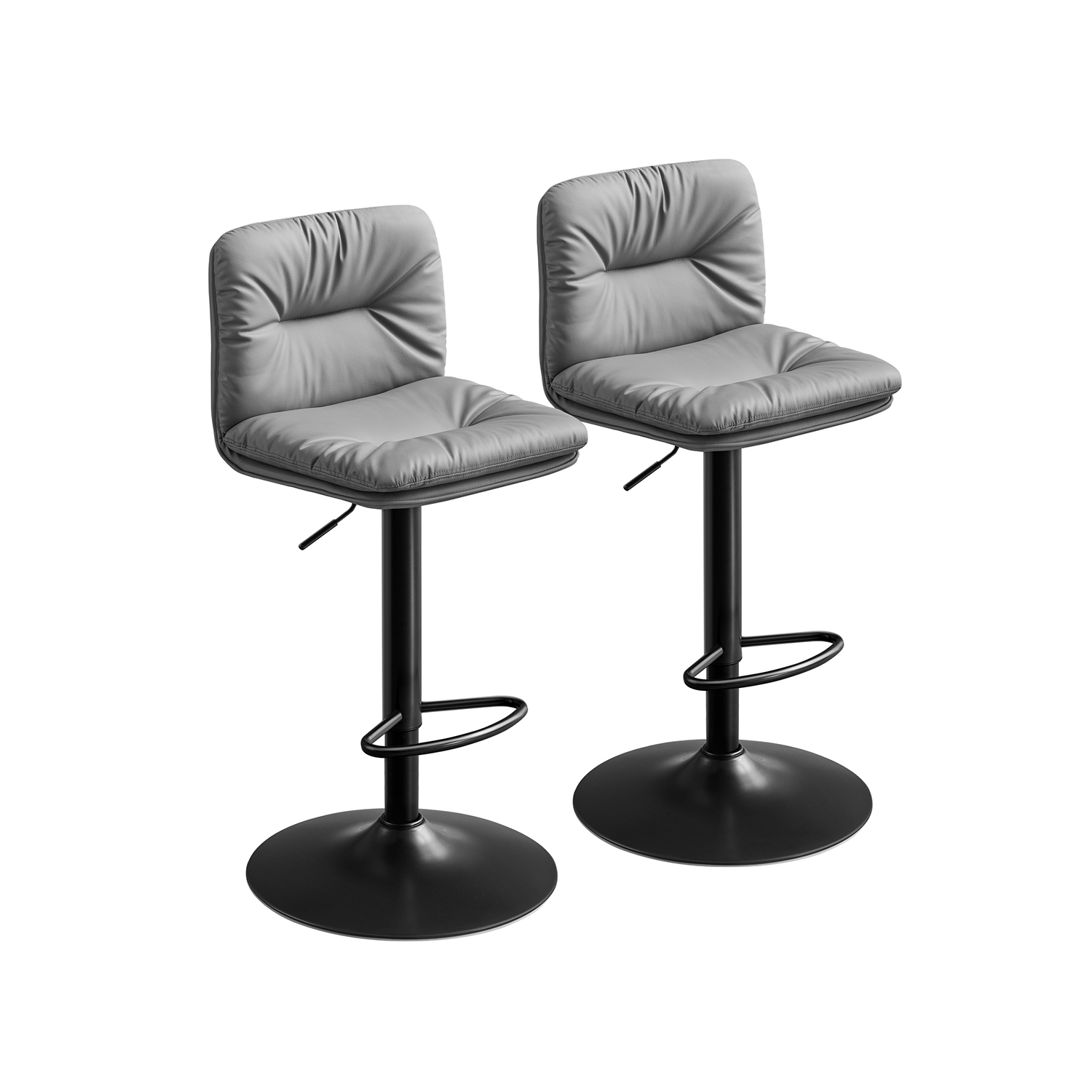 Bar stool set of 2 360° swivel grey