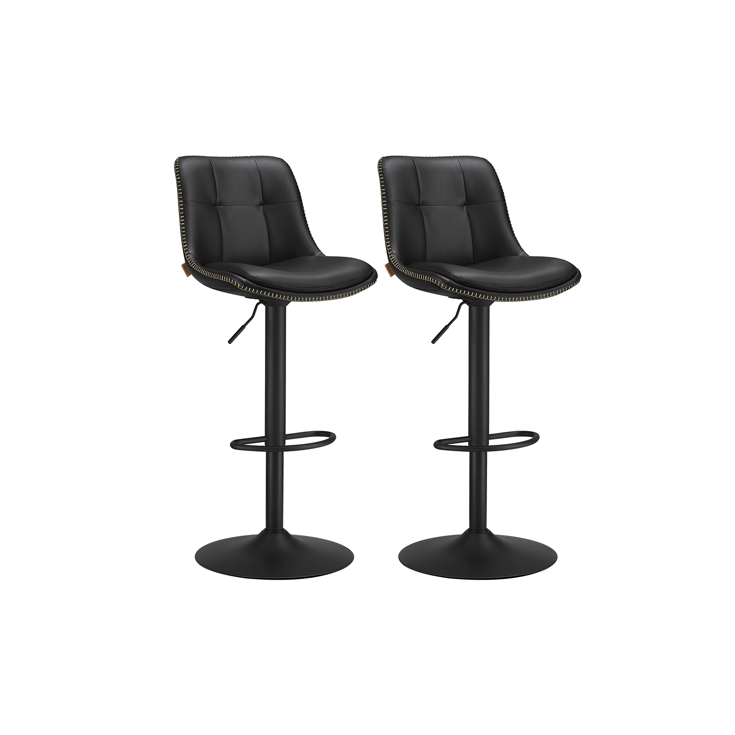 Bar stool set of 2 with backrest ink black