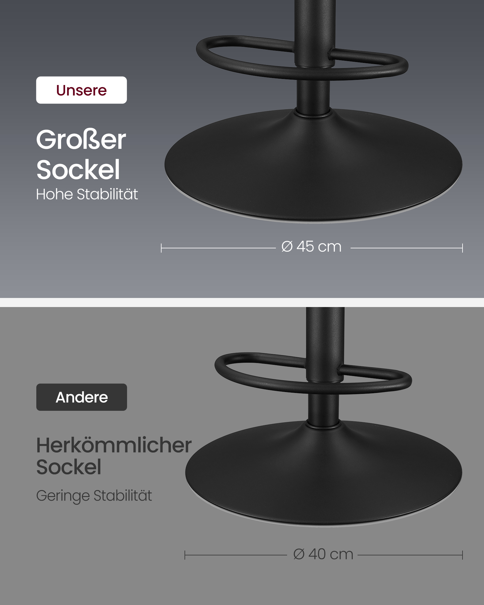 Bar stool set of 2 with backrest ink black - Image 5