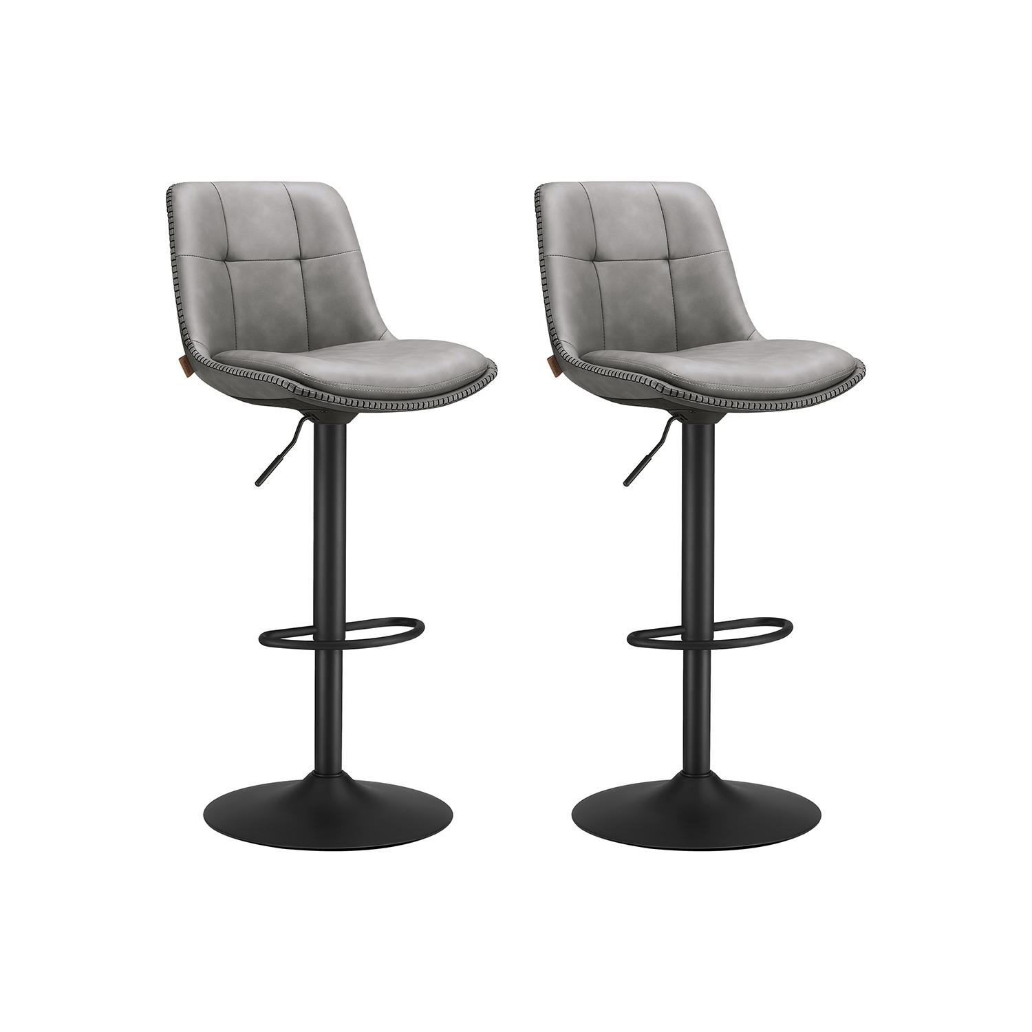 Bar stool set of 2 with footrest dove grey