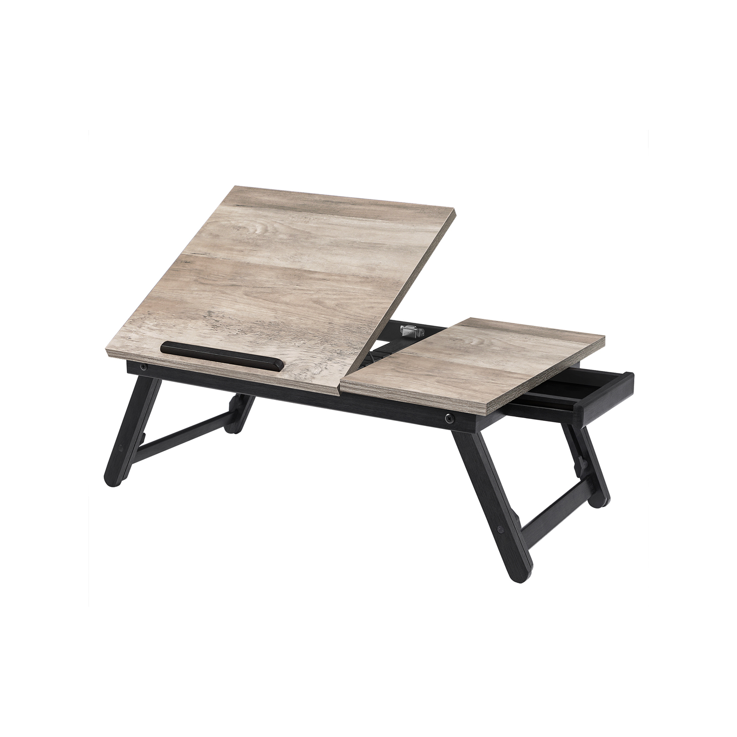 Breakfast tray folding legs height-adjustable greige