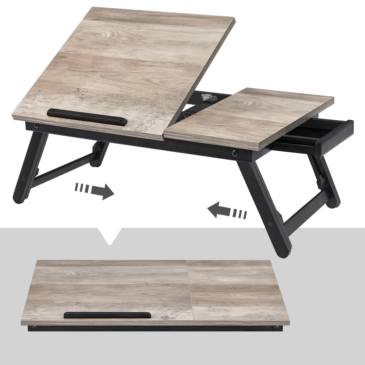 Breakfast tray folding legs height-adjustable greige - Image 6