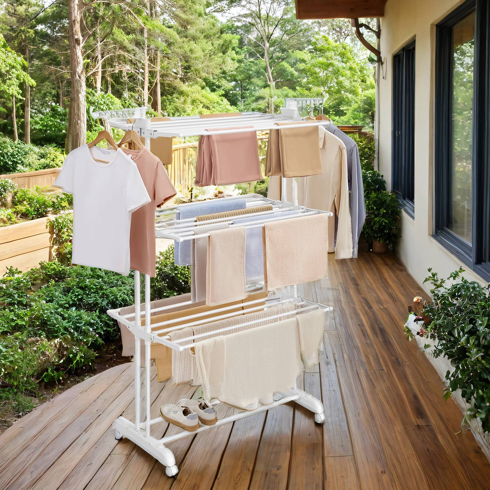 Laundry rack, 4-level tumble dryer, clothes horse - Image 2