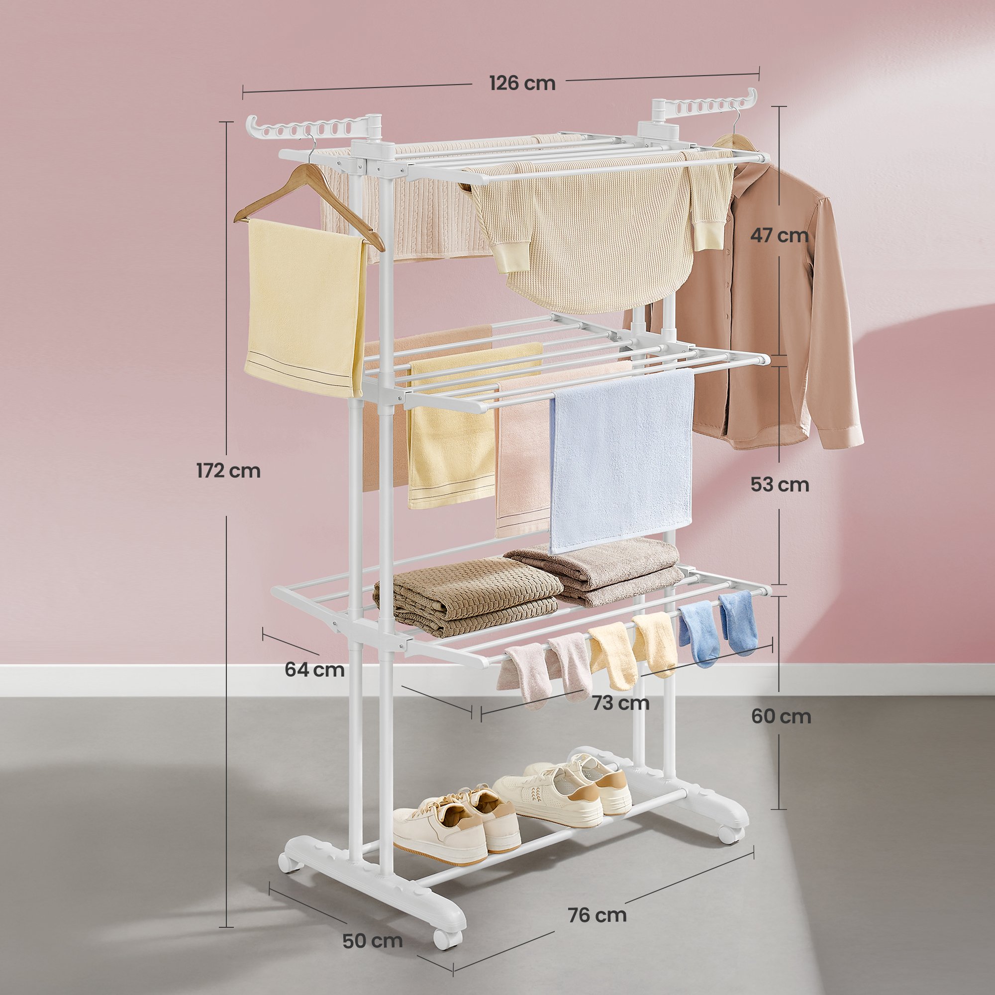 Laundry rack, 4-level tumble dryer, clothes horse - Image 5