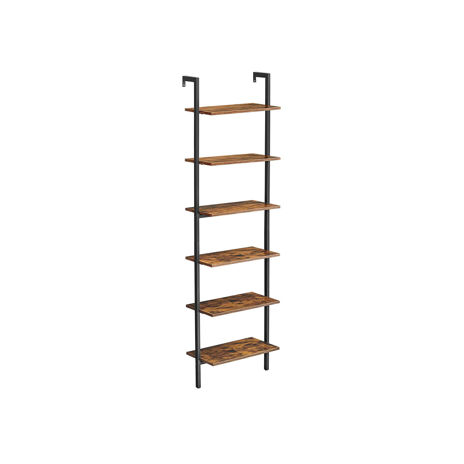 Ladder Shelf, 6-Tier Bookshelf, Wall Shelf for Living Room, Office, Kitchen, Bedroom, 60 x 30 x 204.8 cm, Industrial, Rustic Brown and Black LLS103B01